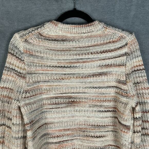 Madewell Sweater Womens Small Tan Striped Wool Blend Cozy Comfort Stretch Boho - Picture 4 of 11